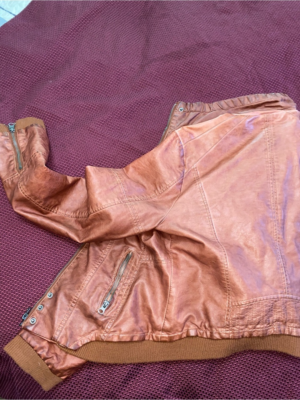Maurices Copper Brown Faux Leather Bomber Jacket - Picture 5 of 8